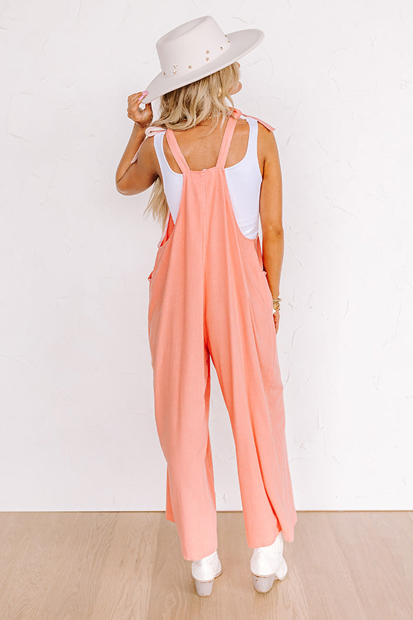 Impressions Sunny Days Ahead Jumpsuit In Coral