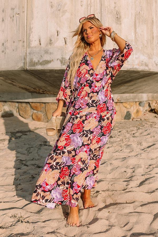 Impressions Sunny Garden Maxi In Navy Curves