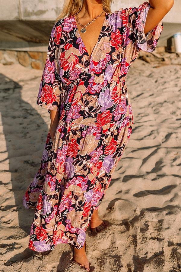 Impressions Sunny Garden Maxi In Navy Curves