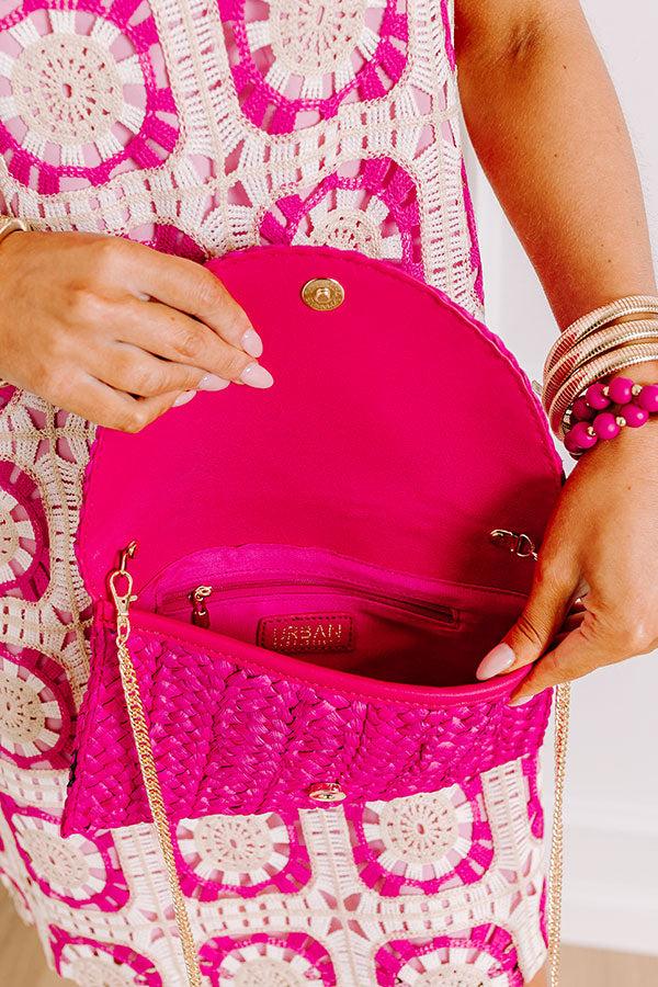 Impressions Sunny Refresh Woven Clutch In Hot Pink