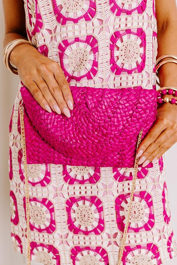 Impressions Sunny Refresh Woven Clutch In Hot Pink