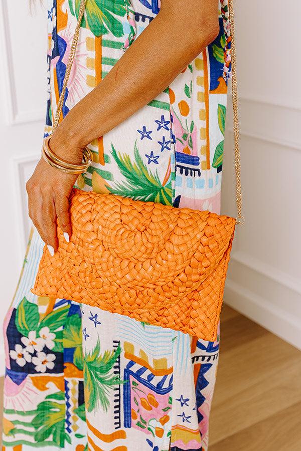 Impressions Sunny Refresh Woven Clutch In Orange