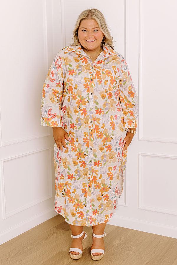 Impressions Sunny Views Floral Midi Dress Curves