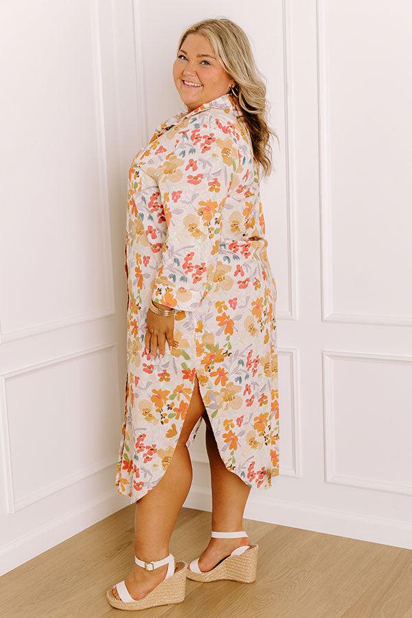 Impressions Sunny Views Floral Midi Dress Curves