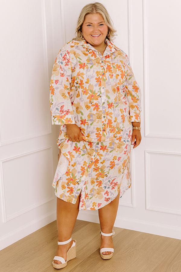 Impressions Sunny Views Floral Midi Dress Curves