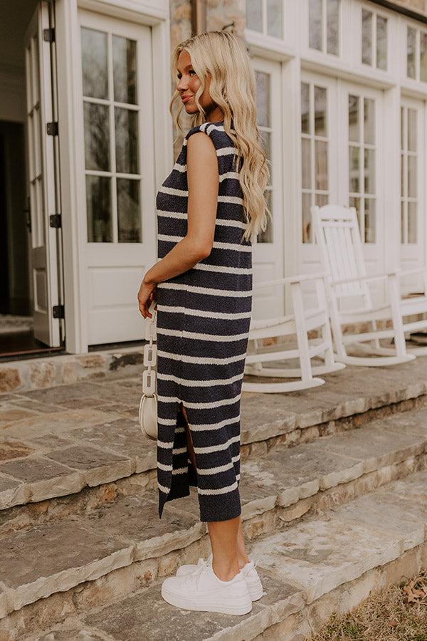 Impressions Sunset Sail Knit Midi Dress In Navy