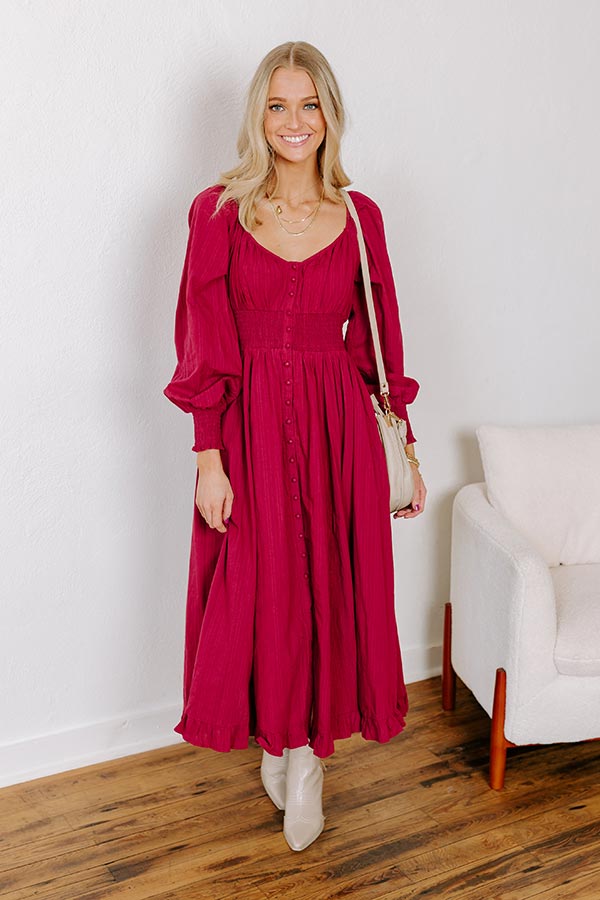 Impressions Sunset Views Button Down Midi In Wine