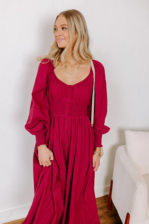 Impressions Sunset Views Button Down Midi In Wine