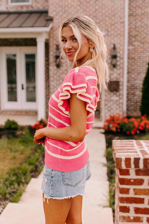 Impressions Sweet Charmer Knit Stripe Top In Pink