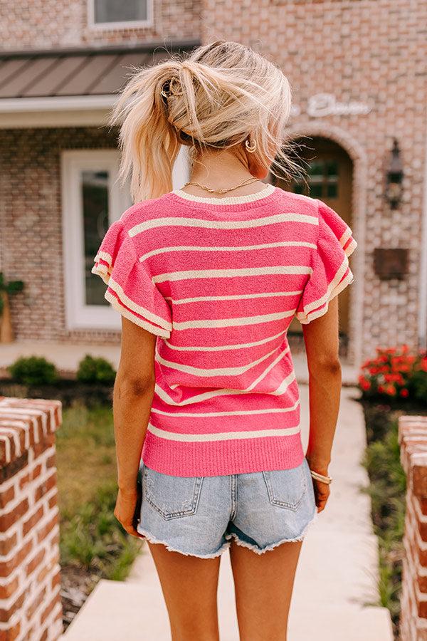 Impressions Sweet Charmer Knit Stripe Top In Pink