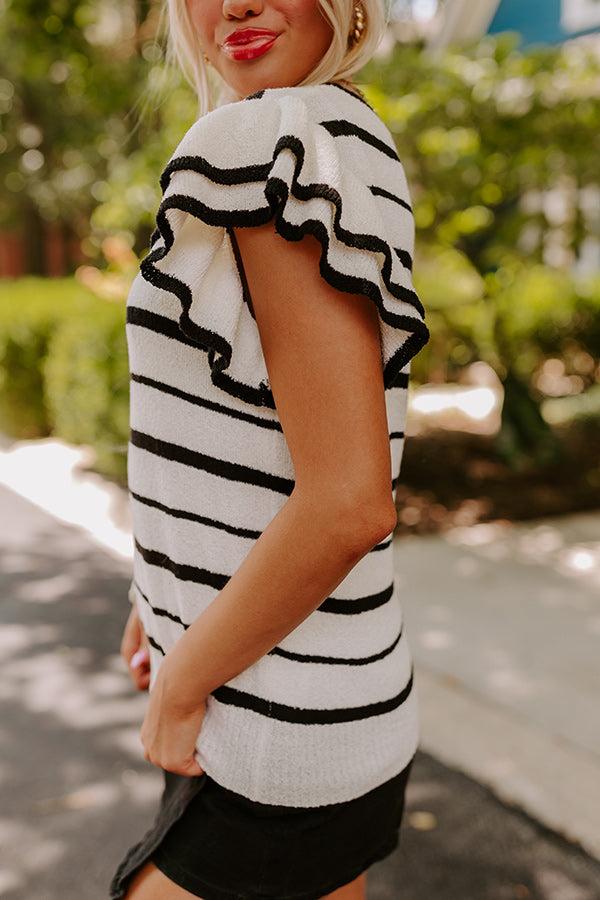 Impressions Sweet Charmer Knit Stripe Top In White