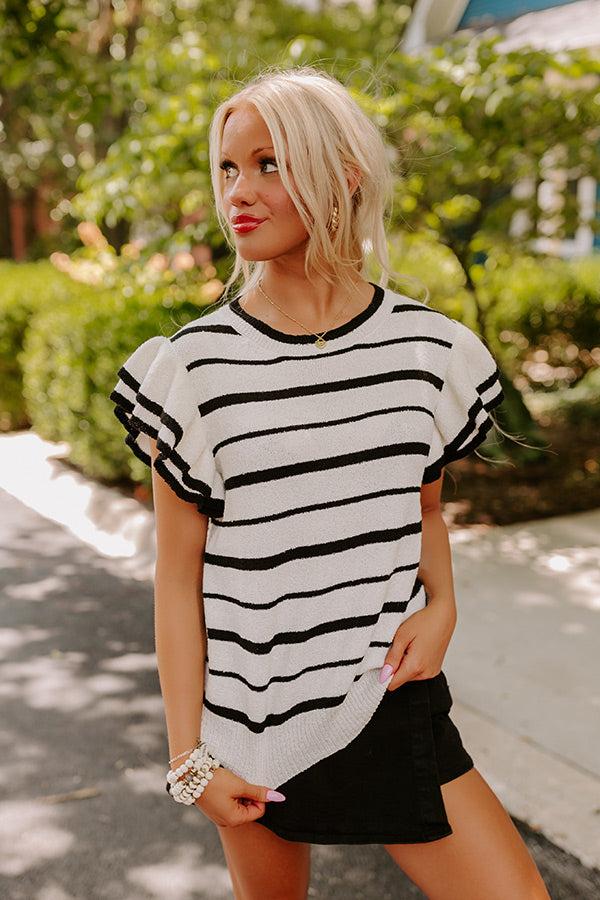 Impressions Sweet Charmer Knit Stripe Top In White