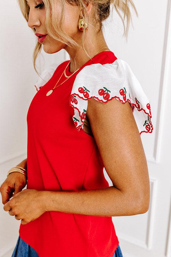 Impressions Sweet Like Cherry Pie Embroidered Top