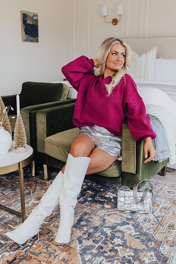 Impressions Sweet Match Knit Sweater In Orchid