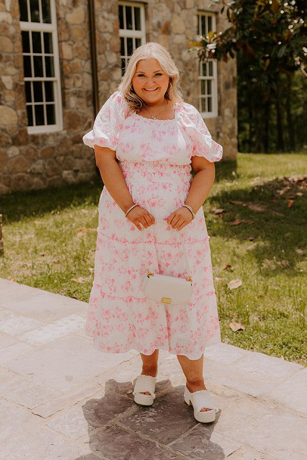 Impressions Sweet Pea Floral Midi Dress Curves