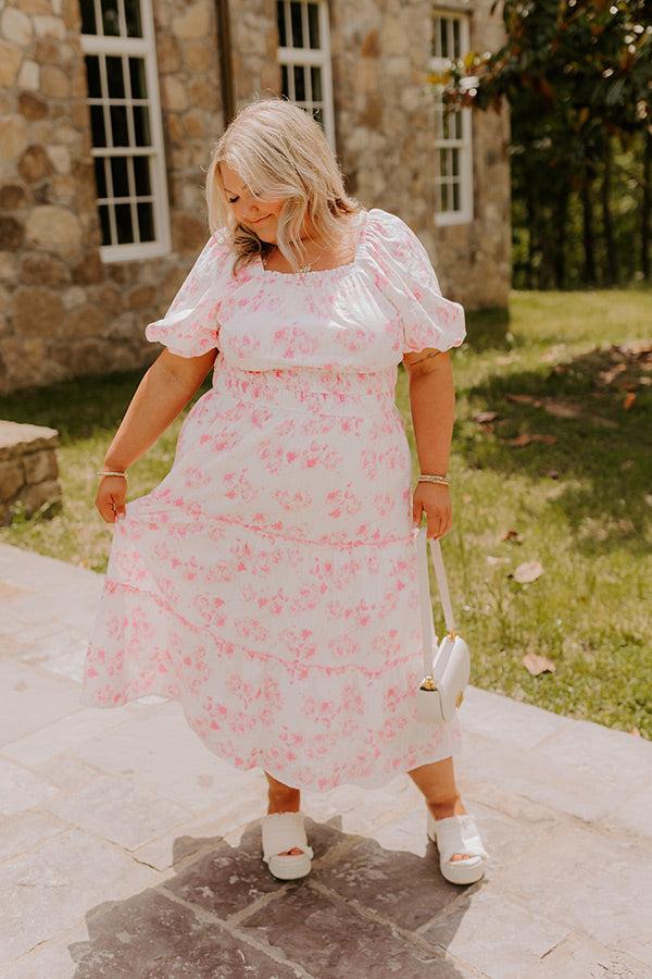 Impressions Sweet Pea Floral Midi Dress Curves