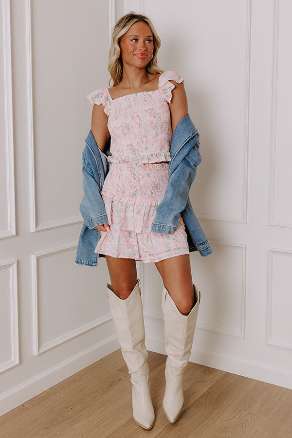 Impressions Sweet Pea Smocked Floral Top