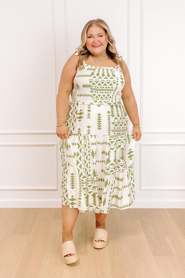 Impressions Sweet Smile Smocked Midi Dress Curves