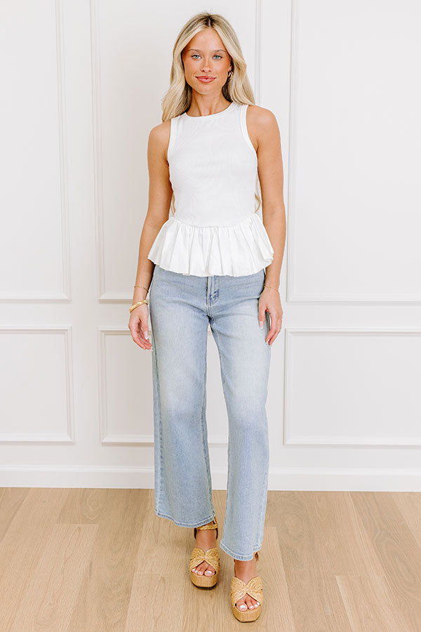 Impressions Sweet Talk Peplum Top In White