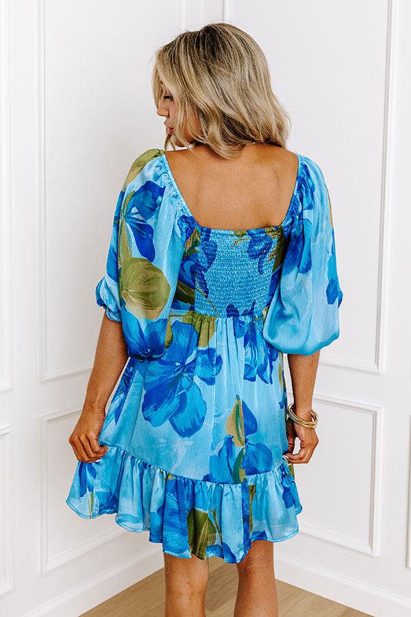 Impressions Sweethearts Floral Mini Dress In Blue