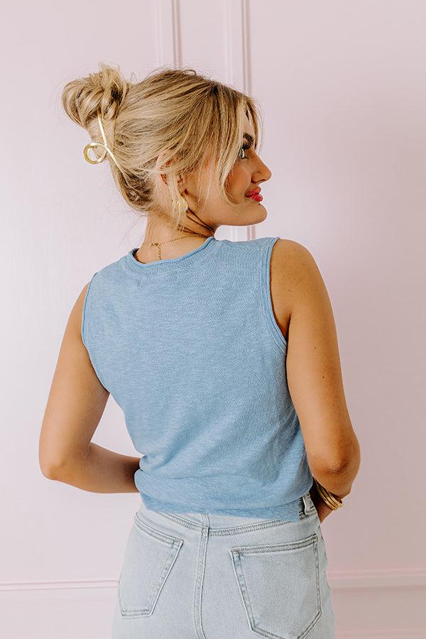 Impressions Take A Cruise Knit Top In Sky Blue
