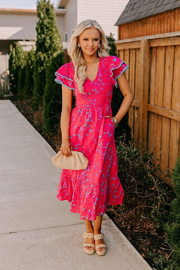 Impressions Talk Of The Town Smocked Midi Dress