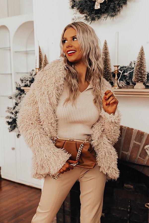 Impressions Talk Of Tinseltown Top In Light Beige