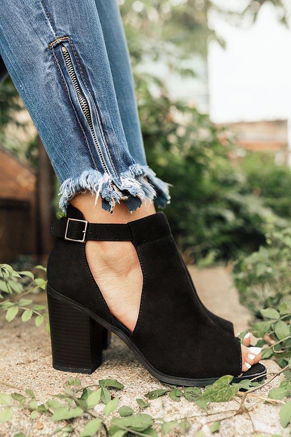 Impressions The Addison Peep Toe Bootie In Black