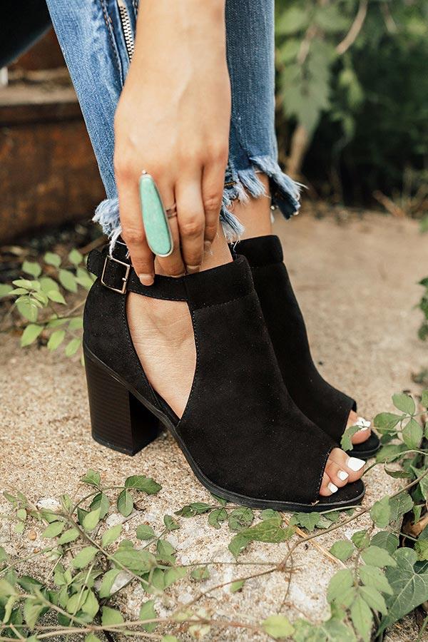 Impressions The Addison Peep Toe Bootie In Black