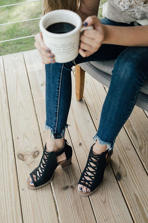 Impressions The Adrianna Peep Toe Bootie In Black