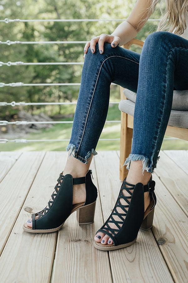 Impressions The Adrianna Peep Toe Bootie in Black