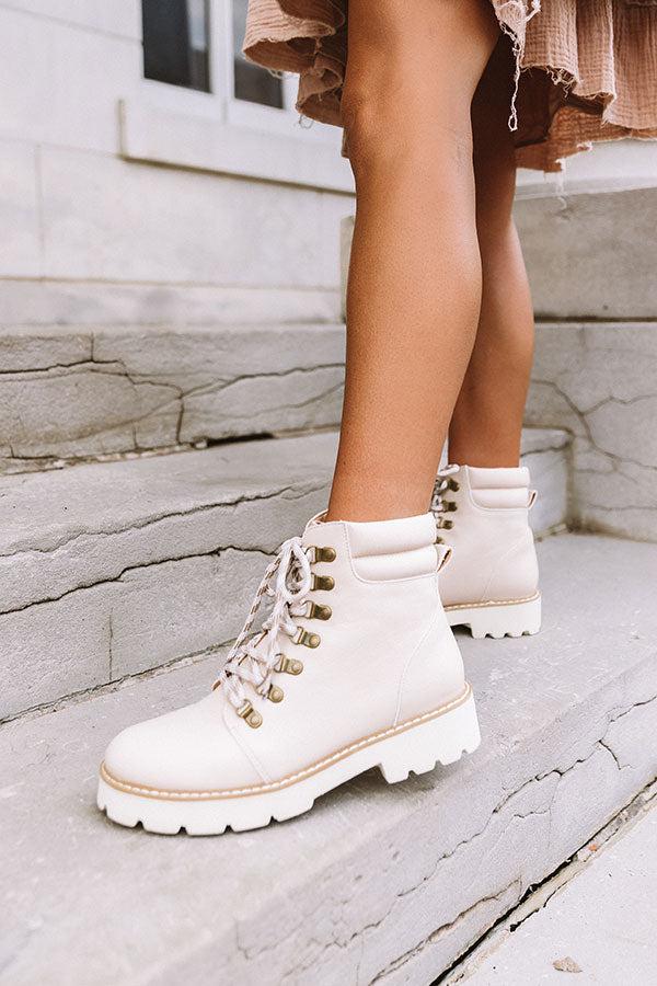 Impressions The Alcott Faux Leather Boot In Stone