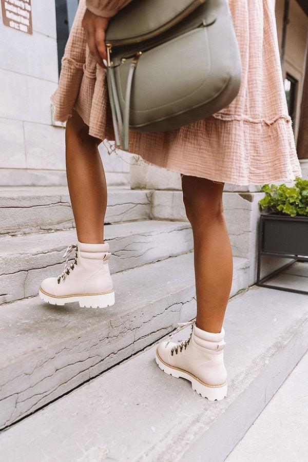 Impressions The Alcott Faux Leather Boot In Stone