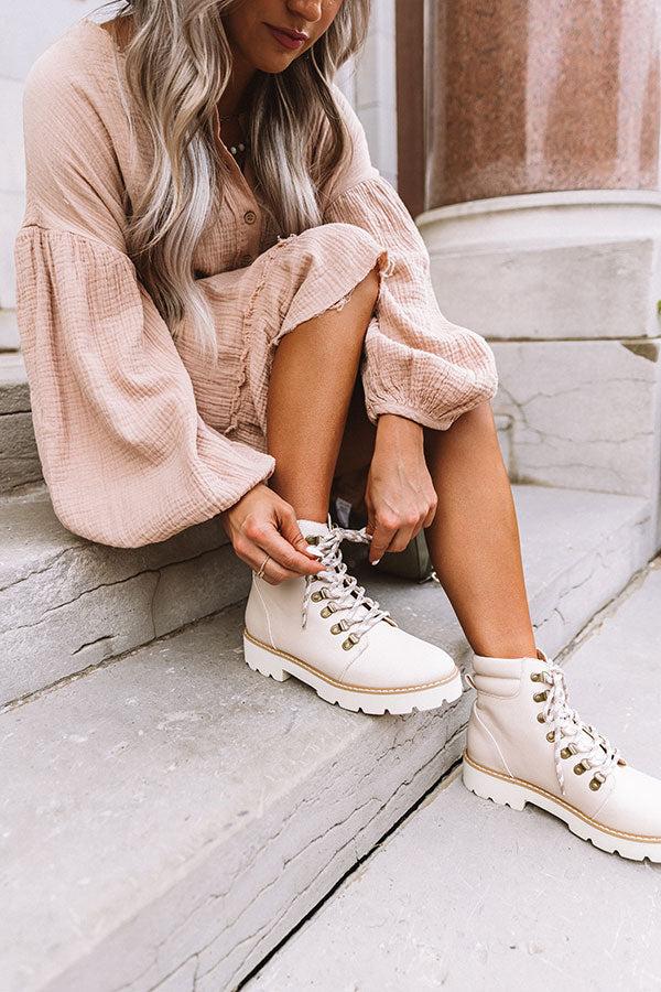 Impressions The Alcott Faux Leather Boot In Stone