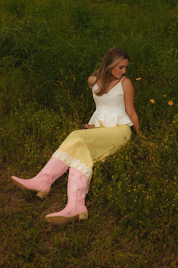 Impressions The Anna High Waist Satin Midi Skirt