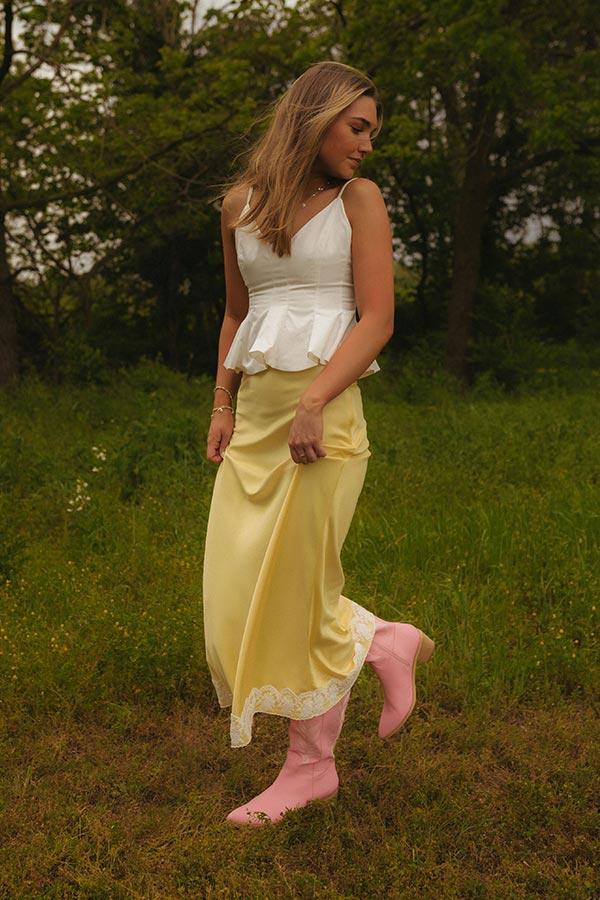 Impressions The Anna High Waist Satin Midi Skirt