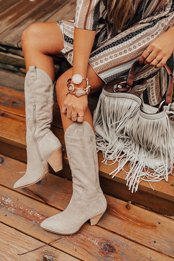 Impressions The Audra Faux Suede Boot In Taupe