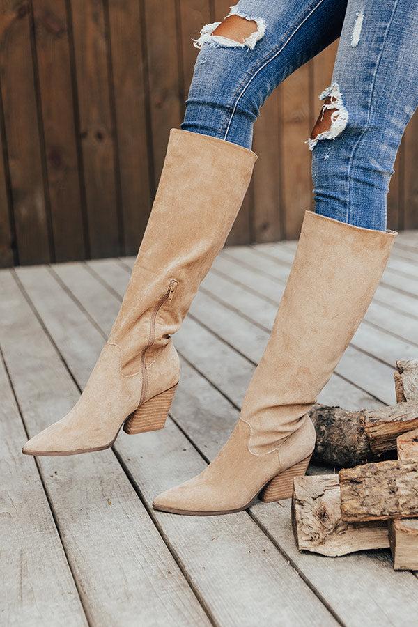 Impressions The Aura Faux Suede Boot In Iced Mocha