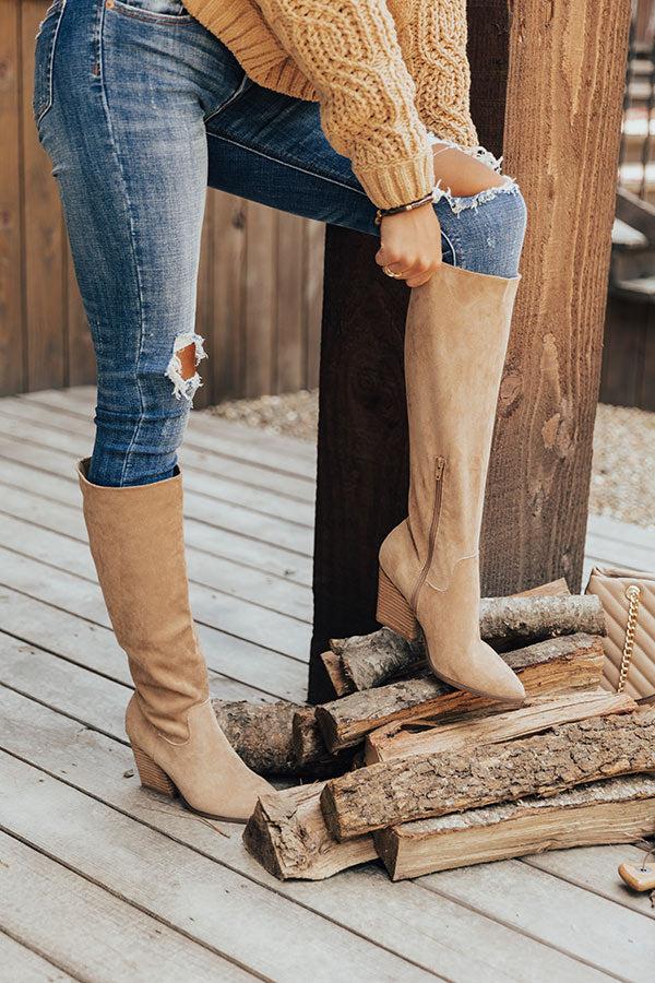 Impressions The Aura Faux Suede Boot In Iced Mocha