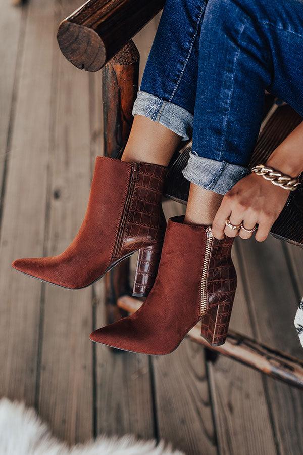 Impressions The Bailee Faux Suede Bootie In Rust
