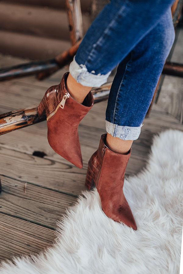 Impressions The Bailee Faux Suede Bootie In Rust