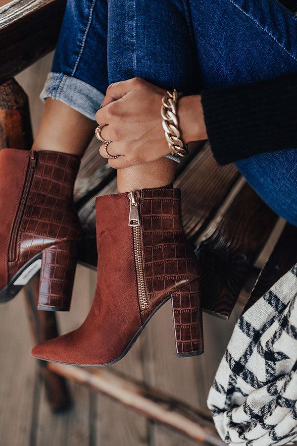 Impressions The Bailee Faux Suede Bootie In Rust