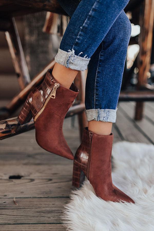 Impressions The Bailee Faux Suede Bootie In Rust