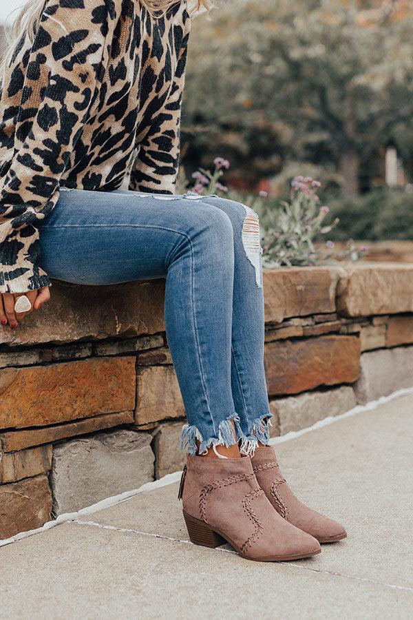 Impressions The Brenna Faux Suede Bootie In Mocha