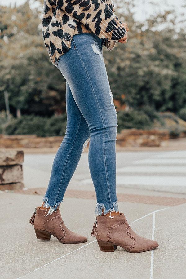Impressions The Brenna Faux Suede Bootie In Mocha