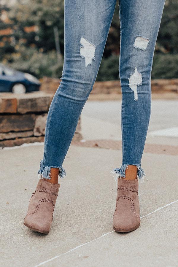 Impressions The Brenna Faux Suede Bootie In Mocha