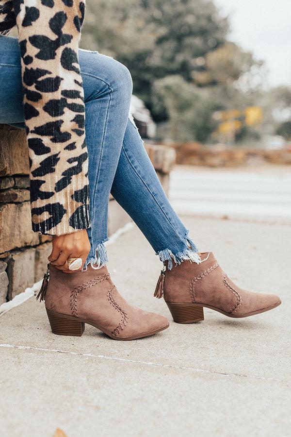 Impressions The Brenna Faux Suede Bootie In Mocha