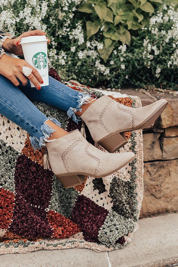 Impressions The Brenna Faux Suede Bootie In Stone