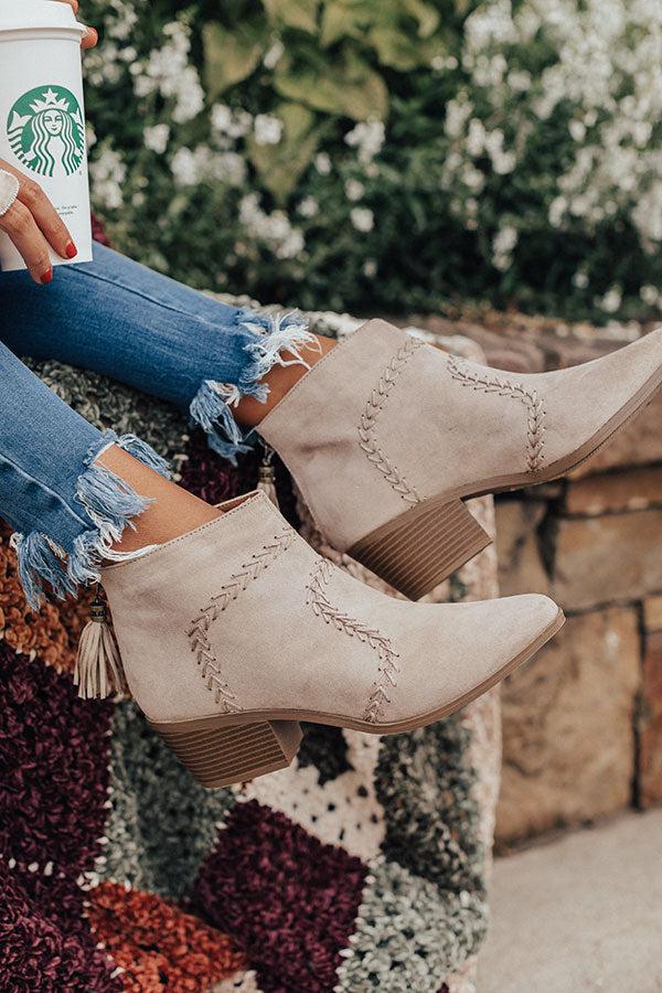 Impressions The Brenna Faux Suede Bootie In Stone