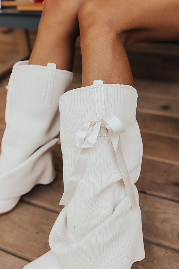 Impressions The Brianna Faux Leather Boot In Ivory